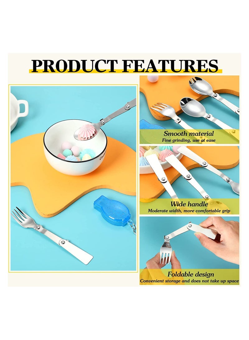 Excefore Foldable Fork and Spoon Set 3Pcs Portable Silverware Set with Case Stainless Steel Folding Spoon Fork Set Portable Utensils Set Flatware Travel Utensils for Travel Camping Picnic Outdoor Activities - Image 3