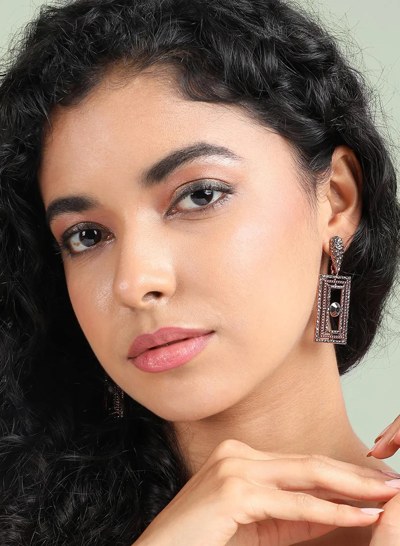 SOHI Square Crystal Eye Artificial Drop Earring Jewellery