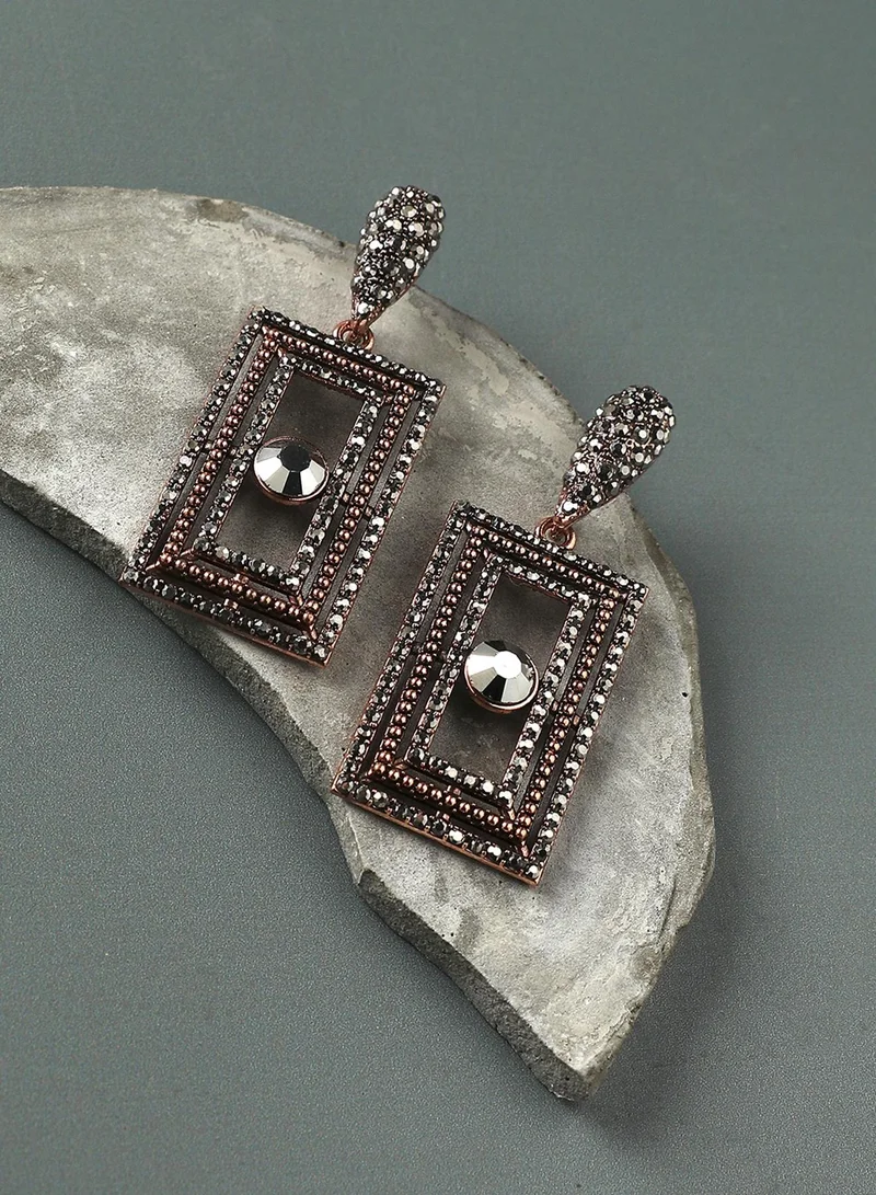 SOHI Square Crystal Eye Artificial Drop Earring Jewellery