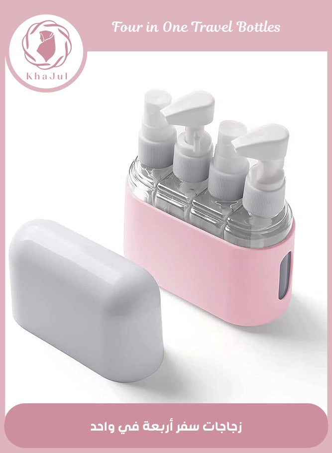 خاجول زجاجات سفر لمستحضرات التجميل بحجم مناسب للسفر، حاويات سفر، مجموعة مع ملصقات، مانعة للتسرب ، البولي بروبلين سيليكون (وردي) - Image 1