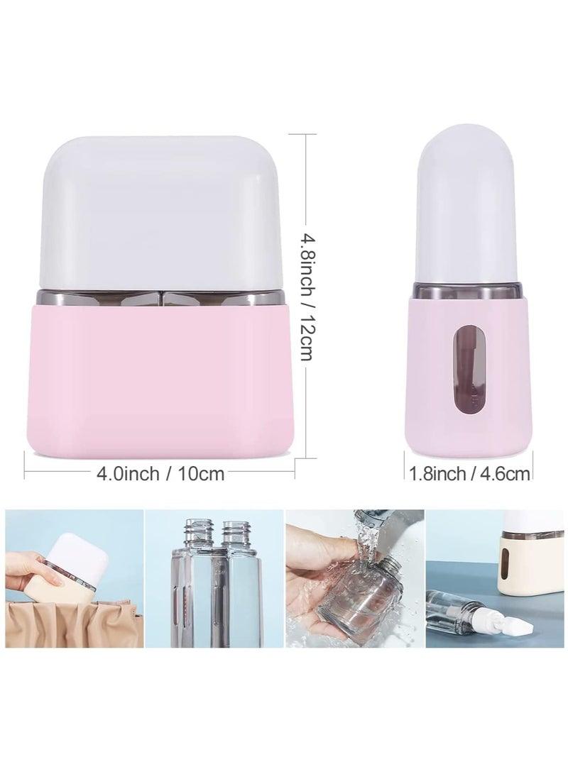 خاجول زجاجات سفر لمستحضرات التجميل بحجم مناسب للسفر، حاويات سفر، مجموعة مع ملصقات، مانعة للتسرب ، البولي بروبلين سيليكون (وردي) - Image 2