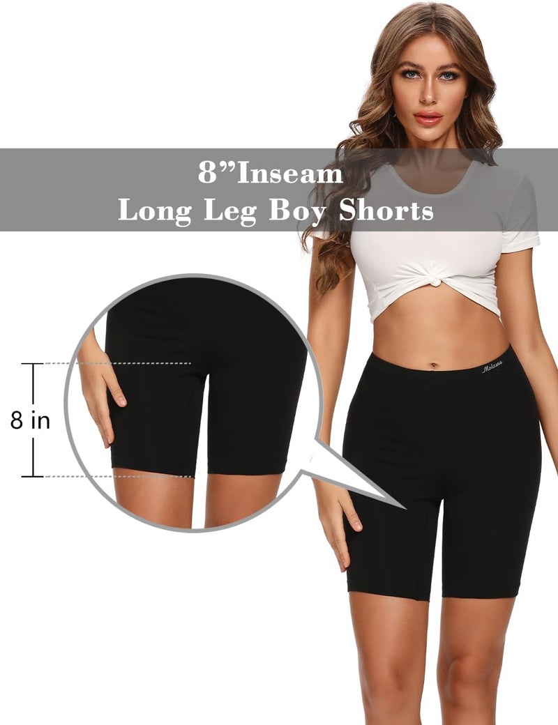 Molasus Womens Boxer briefs Cotton Boy Shorts Underwear Anti Chafing Bike Short Long Leg Under Shorts Multicolor 4 Pack Size 6 - Image 3