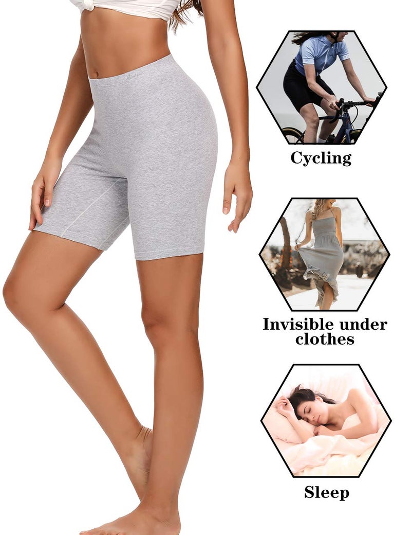 Molasus Womens Boxer briefs Cotton Boy Shorts Underwear Anti Chafing Bike Short Long Leg Under Shorts Multicolor 4 Pack Size 6 - Image 4