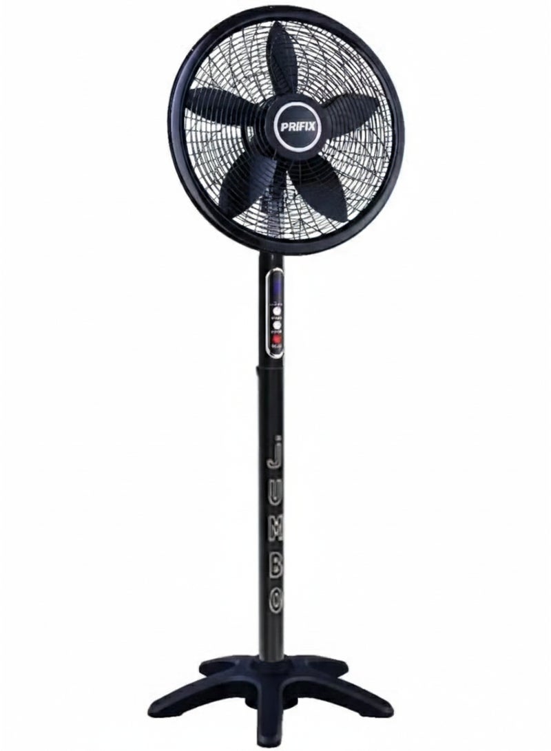 Prifix Jumbo Stand Fan - 21 Inch - Remote Control - 3 Speeds - Model SFJ211 - Black - Image 1