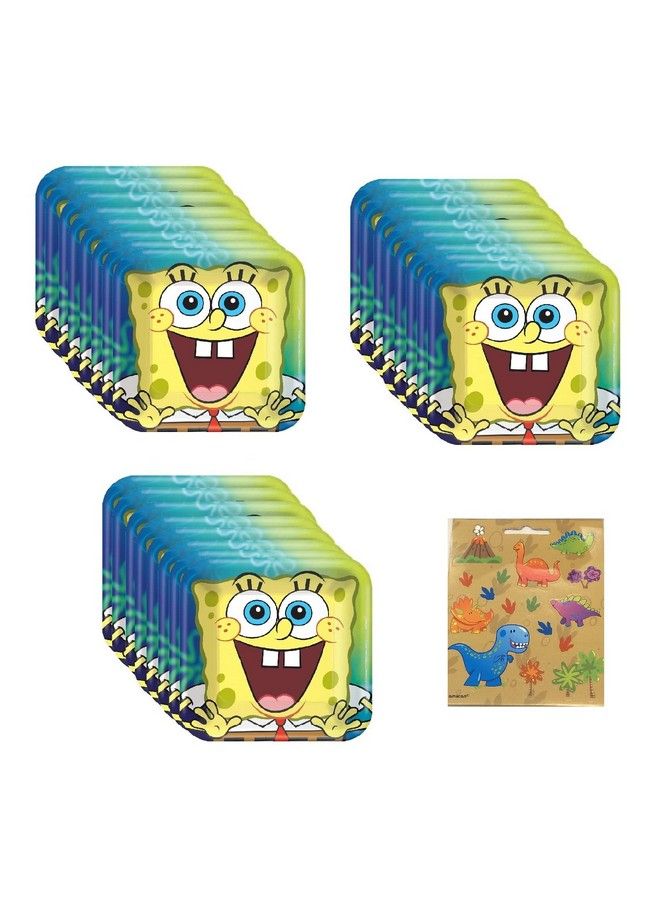 Amscan Spongebob Birthday Party Supplies Bundle Pack Includes Dessert Cake Paper Plates 24 Count - Image 2