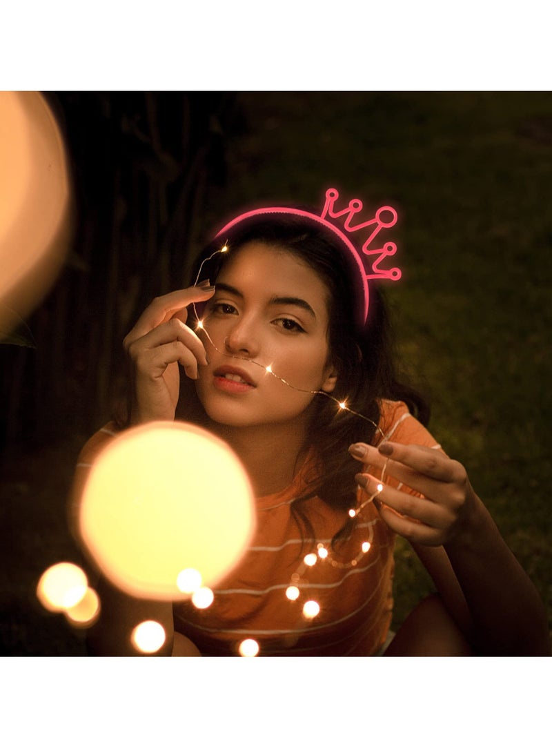 Loquat 6 Pcs Glow Dark Headbands Women for Party, Crown Headbands For Girls, Hair Hoop Tiara for Party Cosplay, Plastic Light Up Hair Band Luminous Headband For Girls Party - Image 2