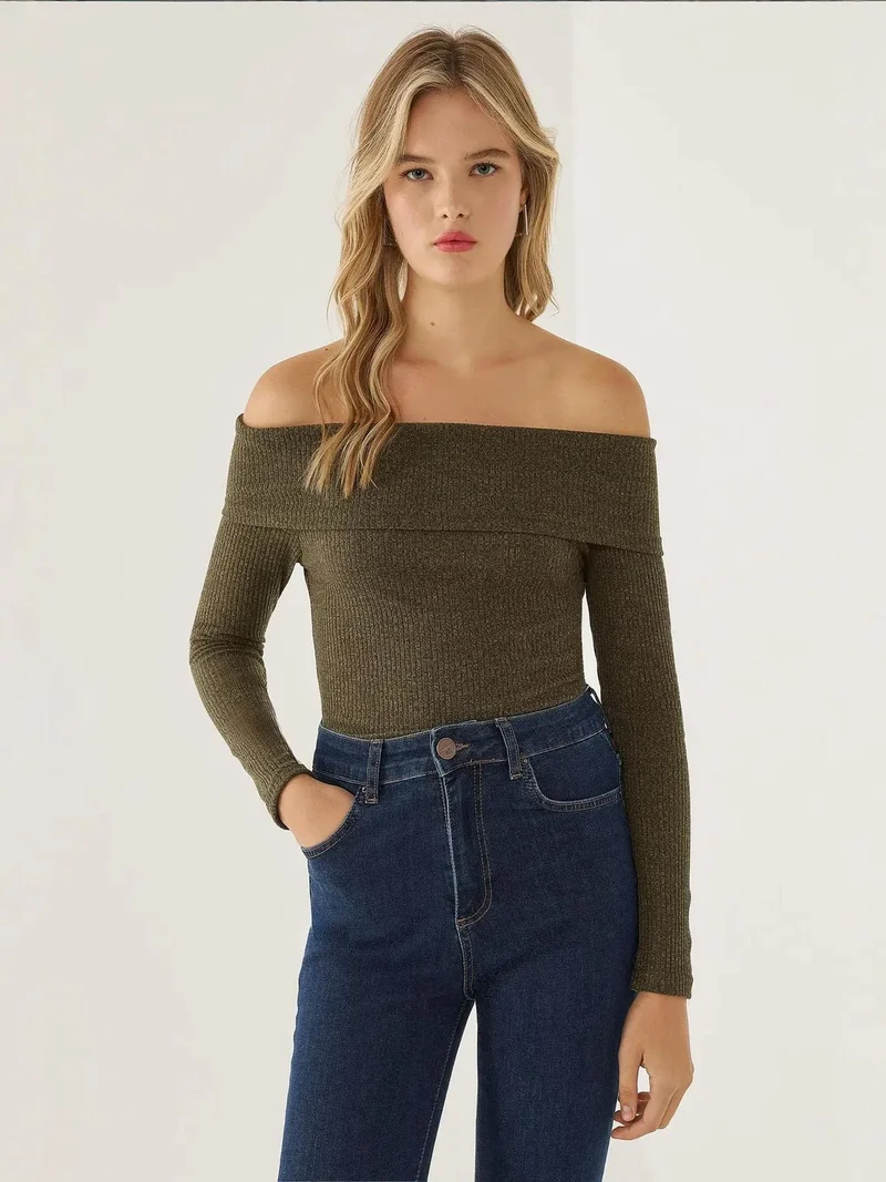 HICCUP Off Shoulder Jersey Top