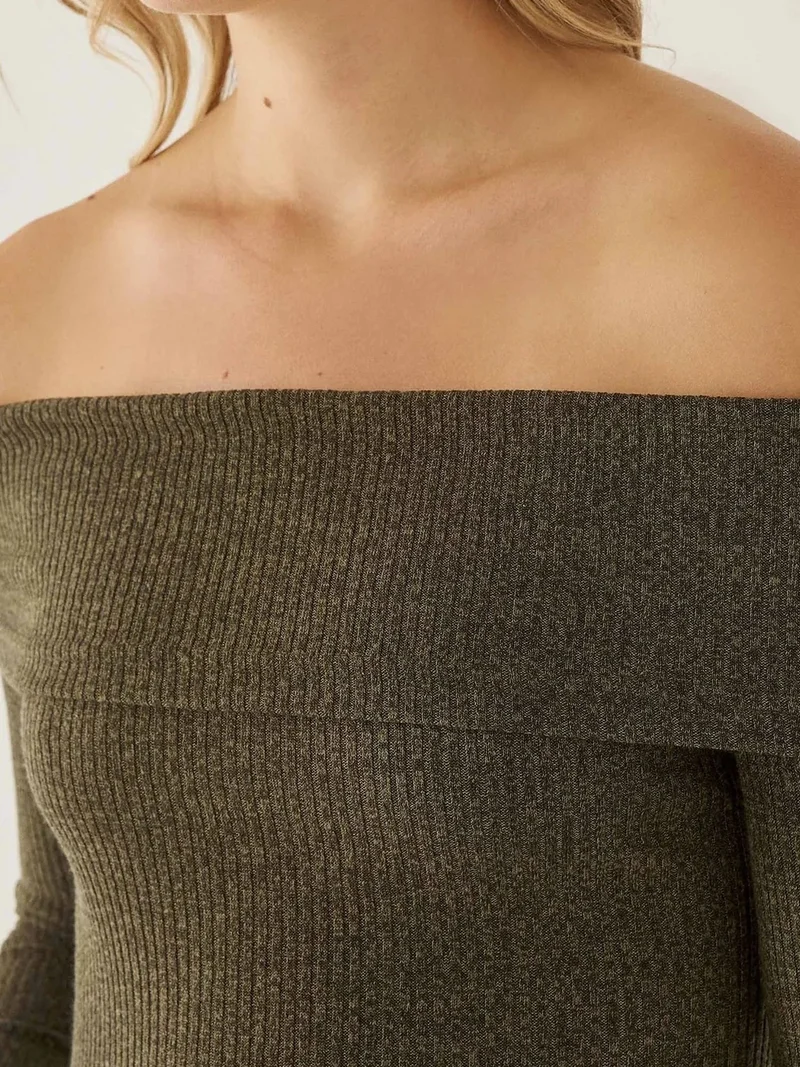 Hiccup Green Off Shoulder Jersey Top for Women | Best Price UAE