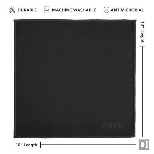 DRYKI Sweat Absorbing Handkerchiefs - The Original Pocket-Sized Sweat Towels - Quick-Dry Microfiber Sweat Rags for Face, Hands, & Body - Men & Women - Gym, Sports, and Work (Black: 5 Pack) - Image 5
