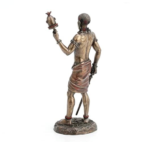 Unicorn Studio Veronese Design 8 7/8 Inch Ellugua God of Travelers African Orisha Resin Statue Bronze Finish - Image 4