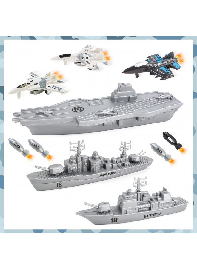 deAO Aircraft Carrier Toy Military Submarine Naval Ship Play Set with Planes Army Toy Battleship for Kids Boys Girls - Image 4