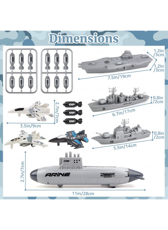 deAO Aircraft Carrier Toy Military Submarine Naval Ship Play Set with Planes Army Toy Battleship for Kids Boys Girls - Image 5