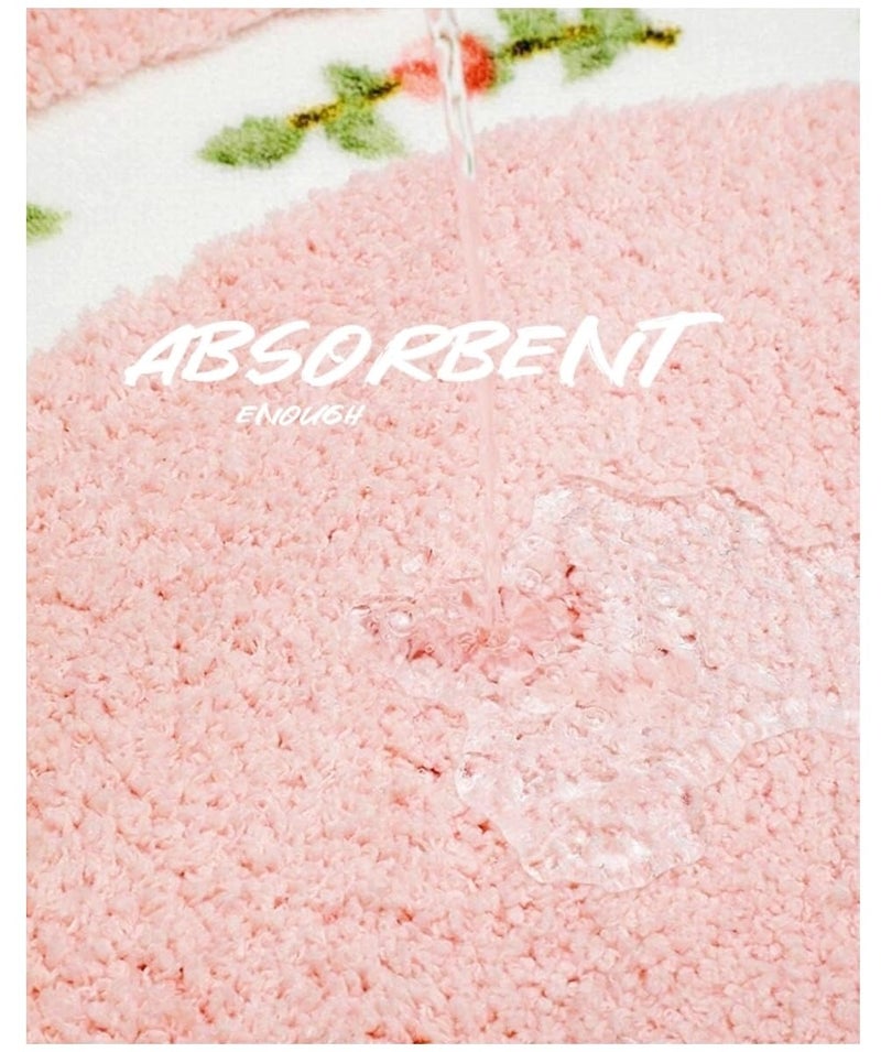 Stay Young Nice Rose Flower Area Rugs for Bedroom Living Room Bathroom Rugs Bath Mat Super Soft Non Slip Absorbent Pink 17.71 x 49.21 Inch - Image 5