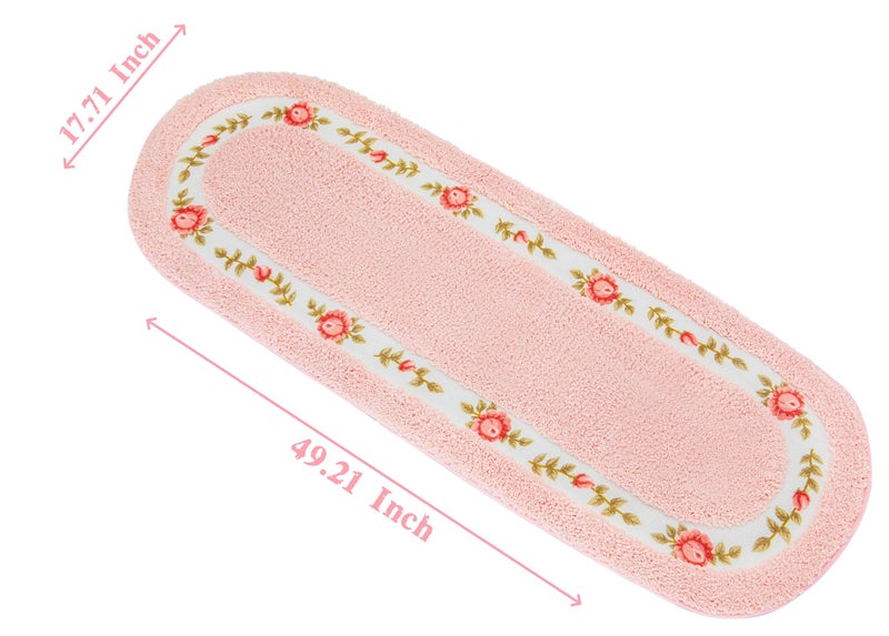 Stay Young Nice Rose Flower Area Rugs for Bedroom Living Room Bathroom Rugs Bath Mat Super Soft Non Slip Absorbent Pink 17.71 x 49.21 Inch - Image 2