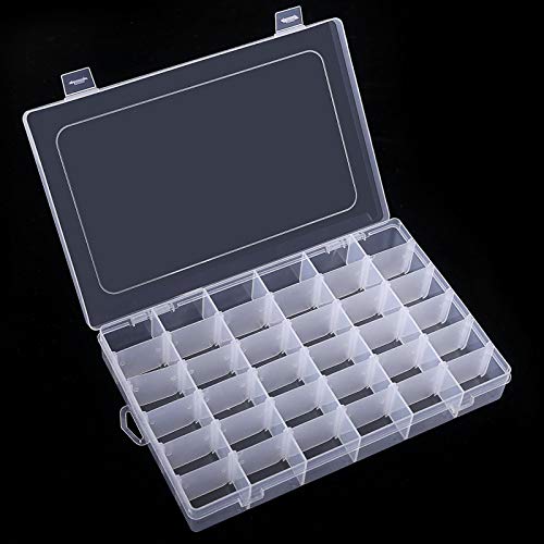 Benbilry 36 Grids Clear Plastic Organizer Box with Adjustable Dividers 36 Compartment Clear Storage Container for Bead Organizer Fishing Tackles Felt Board and Jewelry Storage - Image 2