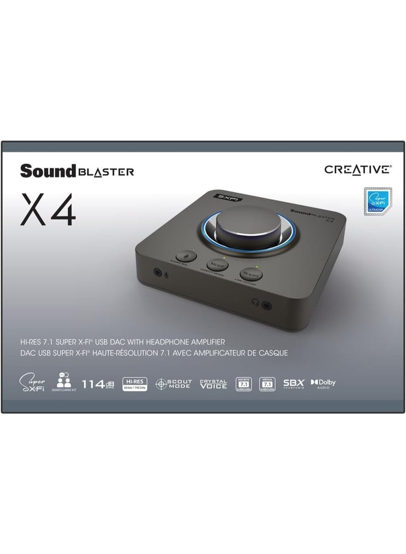 Creative Sound Blaster X4 Hi-Res 24bit/192kHz External USB DAC and Amp Sound Card, Super X-Fi, Multi-Channel, 7.1 Discrete Surround, Optical-in, Optical-out, Line-in, Mic-in, Headset-in for PC and Mac  - Image 2