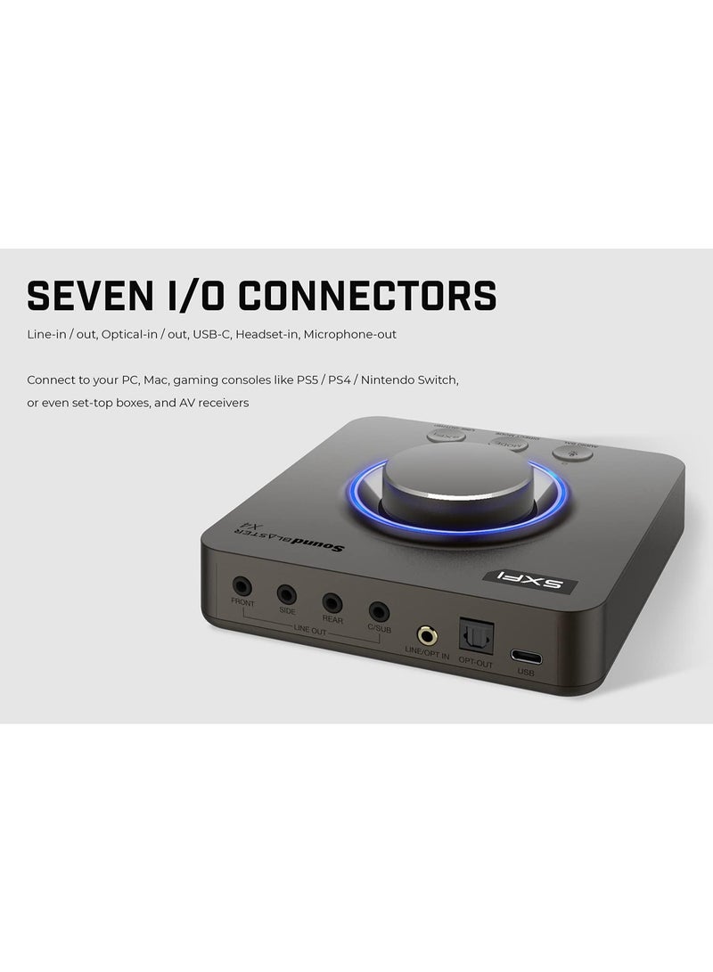Creative Sound Blaster X4 Hi-Res 24bit/192kHz External USB DAC and Amp Sound Card, Super X-Fi, Multi-Channel, 7.1 Discrete Surround, Optical-in, Optical-out, Line-in, Mic-in, Headset-in for PC and Mac  - Image 5