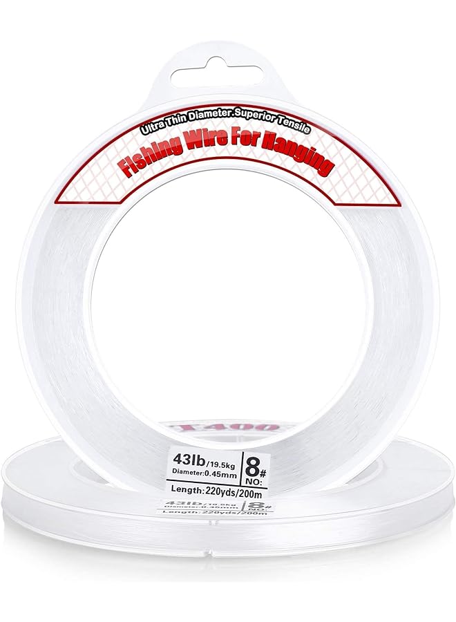 PROMASS Clear Fishing Wire, 656ft Fishing Line Clear Invisible Hanging Wire Strong Nylon String Supports 40 Pounds for Balloon Garland Hanging Decorations, Fishing Line Rock Fishing Line Sea Rod Line