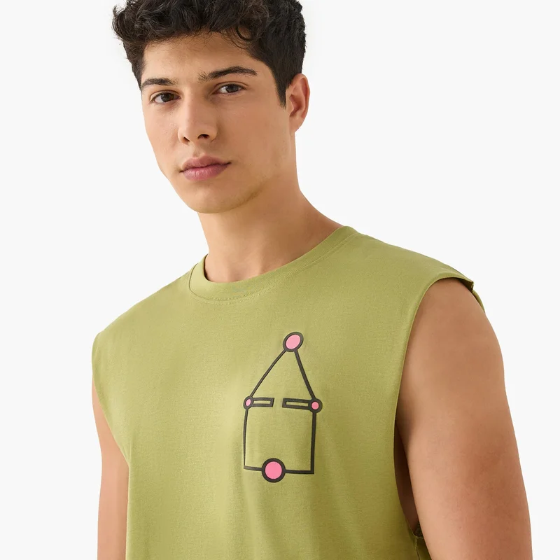 SP Characters  Squid Game Print Sleeveless Vest with Crew Neck for Men | Best Price UAE