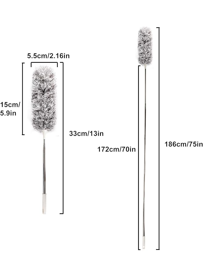 إيروريكس منفضة غبار من الألياف الدقيقة مع عمود تمديد من الفولاذ المقاوم للصدأ بطول إضافي 100 بوصة قابلة للتمدد من نسيج العنكبوت منفضة غبار قابلة للانحناء ومقاومة للخدش لتنظيف السيارات ذات مراوح السقف العالية - Image 2
