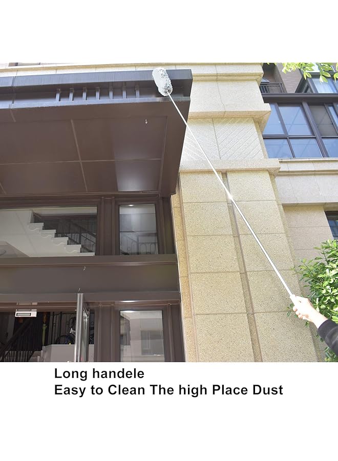 إيروريكس منفضة غبار من الألياف الدقيقة مع عمود تمديد من الفولاذ المقاوم للصدأ بطول إضافي 100 بوصة قابلة للتمدد من نسيج العنكبوت منفضة غبار قابلة للانحناء ومقاومة للخدش لتنظيف السيارات ذات مراوح السقف العالية - Image 3