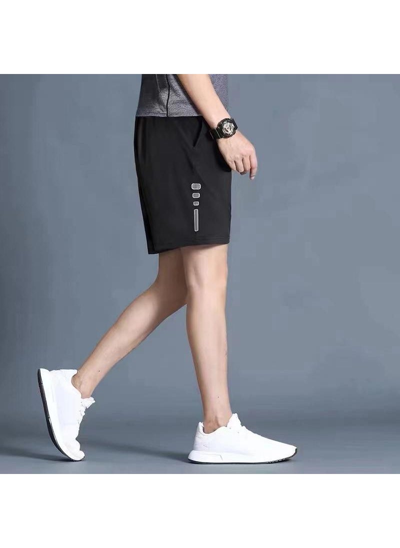 Sports Shorts Mens Casual Quick-Drying Running Ice Silk Basketball Pants Summer Thin Beach Football Loose Five-Point Pants Trendy Water drops  - Image 1