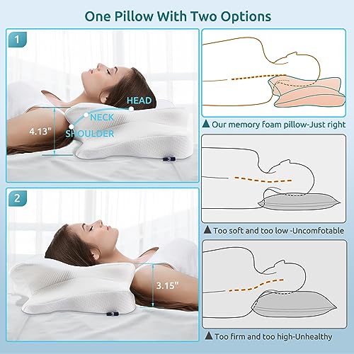 DONAMA Cervical Pillow,Contour Memory Foam Pillow,Ergonomic Neck Support Pillow for Side Back Stomach Sleepers with Pillowcase - Image 4