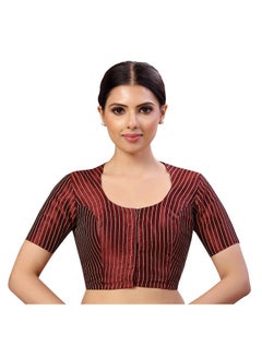 Studio Shringaar Women's Polyester Short Sleeve Saree Blouse (S2593_Maroon_36)