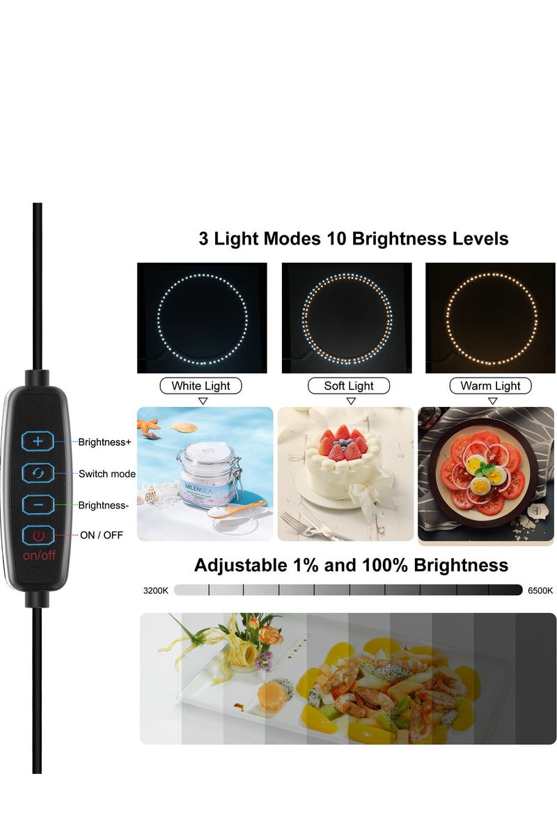 40cm/15.8 Inch Professional Photo Studio Light Box, Portable Foldable Light Box Photography,Tri-Color Dimmable Photo Box Kit with 160 LED Lights  6 Backdrops (12 Colors) for Product Photography - Image 3