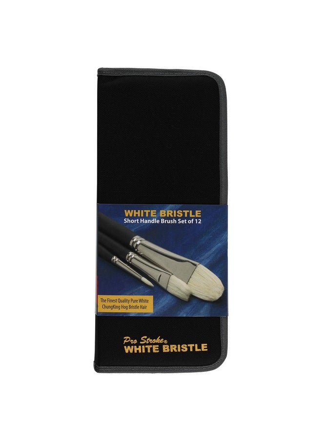 Creative Mark - Pro Stroke White Bristle Paint Brush Artist Set With Zippered Black Travel Organizer Case For Oil Gouache Acrylics And Watercolor Paints 12 Pieces Pack Of 1 - Image 1