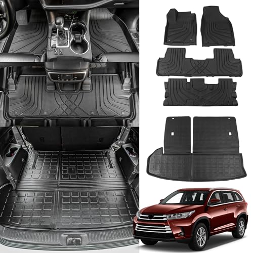 Bomely Cargo Mat for 2020-2024 Toyota Highlander - Trunk Liner & Back Seat Cover Protector (TPE, 7 Seats, Accessories) - Image 1