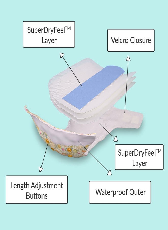 SuperBottoms NewBorn UNO Cloth Diaper | AIO Cloth diapers for babies | Cloth Diaper for Newborn Babies 0 to 6 months | Pack of 1 Cloth diaper with 1 insert (Baby Hearts) - Image 2