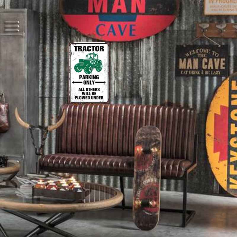 Liukliut Tractor Tin Signs Antique Tractor Wall Decor Outdoor Tractor Crossing Signs Metal Tractor Parking Only All Others Will Be Plowed Under Sign Tractor Crossing Road Sign Green Tractor Gifts For Men - Image 5