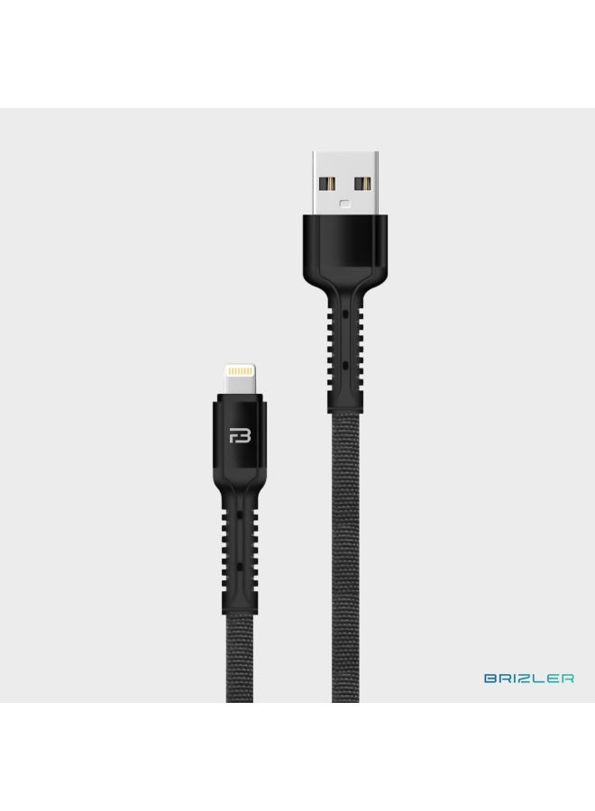 بريزلر كابل Lightning إلى USB-A - يدعم الشحن السريع بقوة 3 أمبير، ومزامنة البيانات عالية السرعة، وتصميم فائق المتانة، بطول 1 متر، باللون الأسود. - Image 1