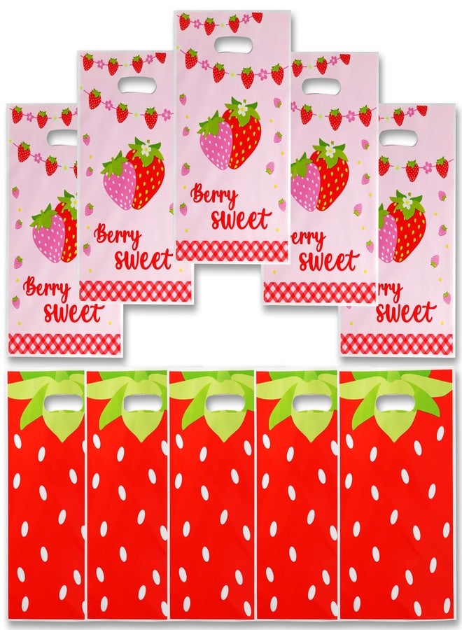 HEPAPATE 50Pcs Strawberry Party Favors Bags,Strawberry Treat Candy Bags,Summer Berry Sweet Goodie Bags,Straw berry Theme Gift Bags for Kids Birthday Party Decorations Supplie - Image 1