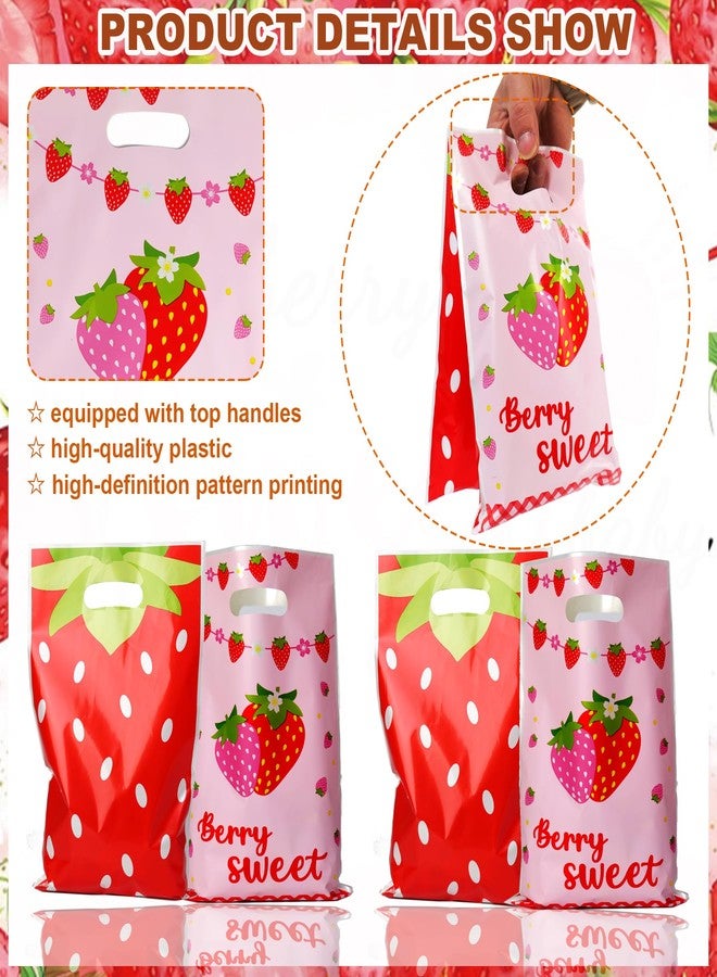 HEPAPATE 50Pcs Strawberry Party Favors Bags,Strawberry Treat Candy Bags,Summer Berry Sweet Goodie Bags,Straw berry Theme Gift Bags for Kids Birthday Party Decorations Supplie - Image 3