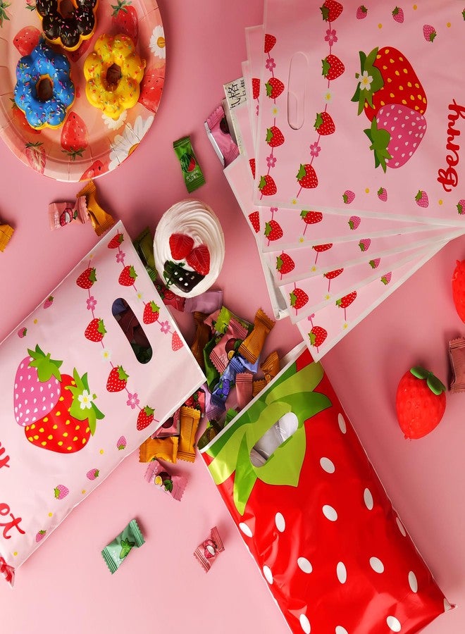 HEPAPATE 50Pcs Strawberry Party Favors Bags,Strawberry Treat Candy Bags,Summer Berry Sweet Goodie Bags,Straw berry Theme Gift Bags for Kids Birthday Party Decorations Supplie - Image 5