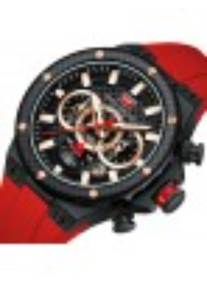 Mini Focus MF0468G-03 Men’s Chronograph Watch – Black & Red, Silicone Strap, Water Resistant - Image 2