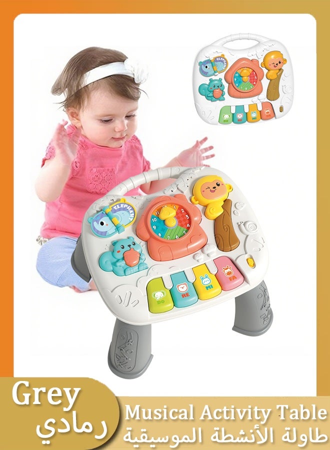 Vinnatsu Baby Toys for 1 Years, Musical Activity Table for 1 Year Old Boys Girls Gifts, Toddler Infant Toys, 25cm W x 25cm L x 21 cm H，Grey - Image 1