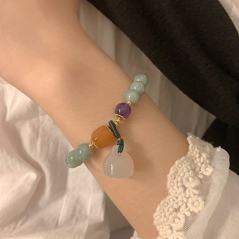 Jade Bead Peach Blossom Bracelet for Women Lotus jade bracelet 