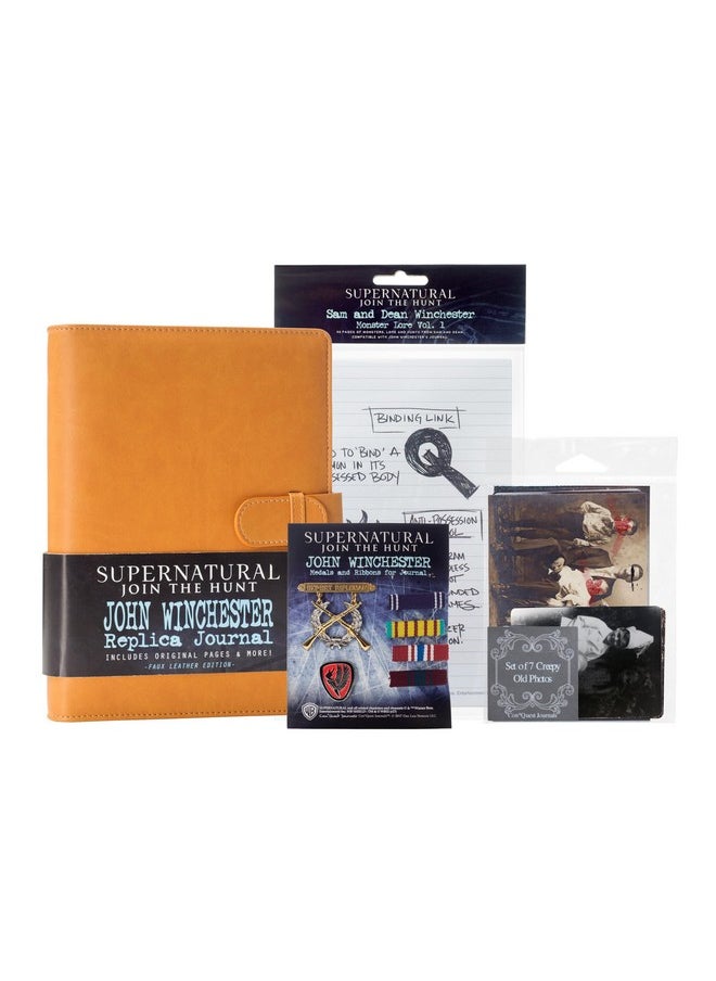 CONQUEST Conquest Journals Supernatural John Winchester Replica Journal Big Bundle, John's Journal with Monster Lore Pages, Medals & Ribbons, Creepy Photos, Biggerson's Turducken Ad, Mystery Spot Brochure and  - Image 2