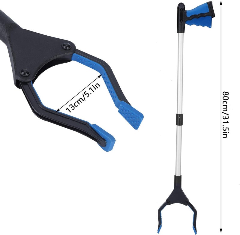 comfrt 31.5inch Extra Long Trash Grabber, Folding Trash Leaf Pickup Grabber Reacher Tool Reaching Assist for Elderly(Blue) - Image 1
