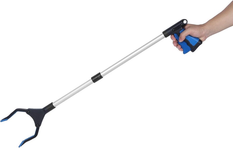 comfrt 31.5inch Extra Long Trash Grabber, Folding Trash Leaf Pickup Grabber Reacher Tool Reaching Assist for Elderly(Blue) - Image 2
