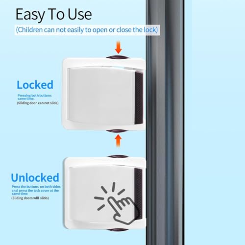 SIYANSHU Sliding Glass Door Child Lock - Baby Safety Slide Window Locks Perfect for Sliding Window Kids Proof Patio Closet Doors No Drilling Tools Needed (Grey,Green.Brown,Random, Pack of-2) - Image 4