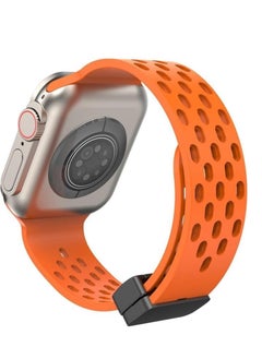 Generic Magnetic Bands for Apple Watch Band 49mm 45mm 44mm 42mm, for Women Men, Soft Silicone Magnetic Buckle Breathable Sport Watch Strap for iWatch Series SE 8 7 6 5 4 3 2 1 Ultra (Orange) 