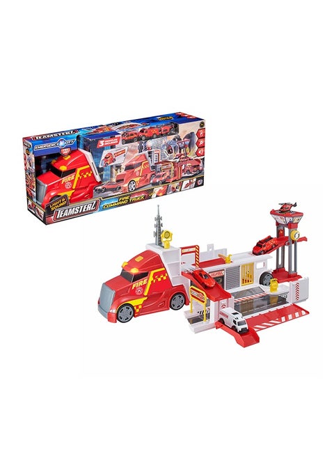 Fire Command Truck Playset With 3 Cars
