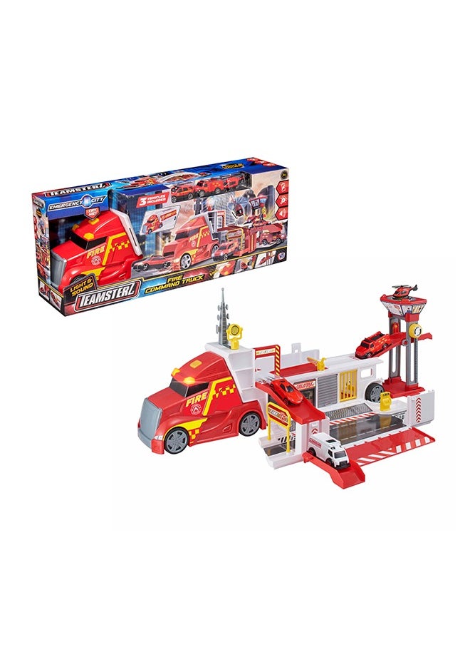 Fire Command Truck Playset With 3 Cars