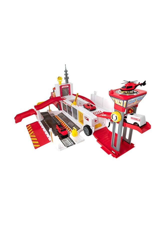 Fire Command Truck Playset With 3 Cars