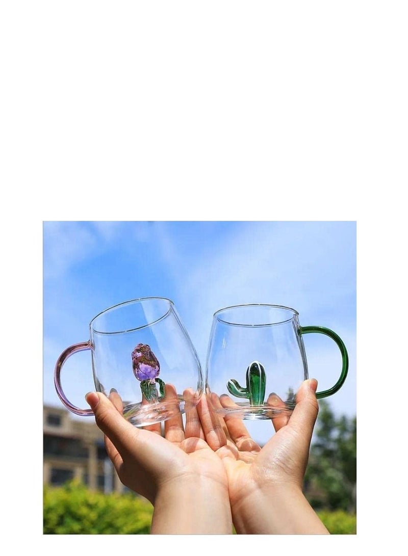 Heat Resistant 3D Tea and Coffee Glass Mug High Borosilicate Glass With Handle -Cute Dolphin - Image 2