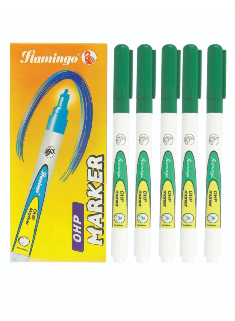 Flamingo 10-Piece Permanent OHP Marker-Green - Image 1
